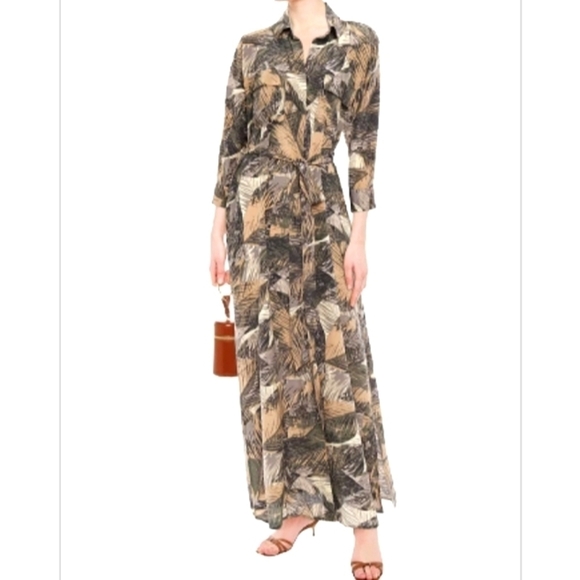 L'agence CAMERON PRINTED SILK CREPE DE CHINE MAXI SHIRT DRESS   NEW WITH TAGS - Picture 1 of 14